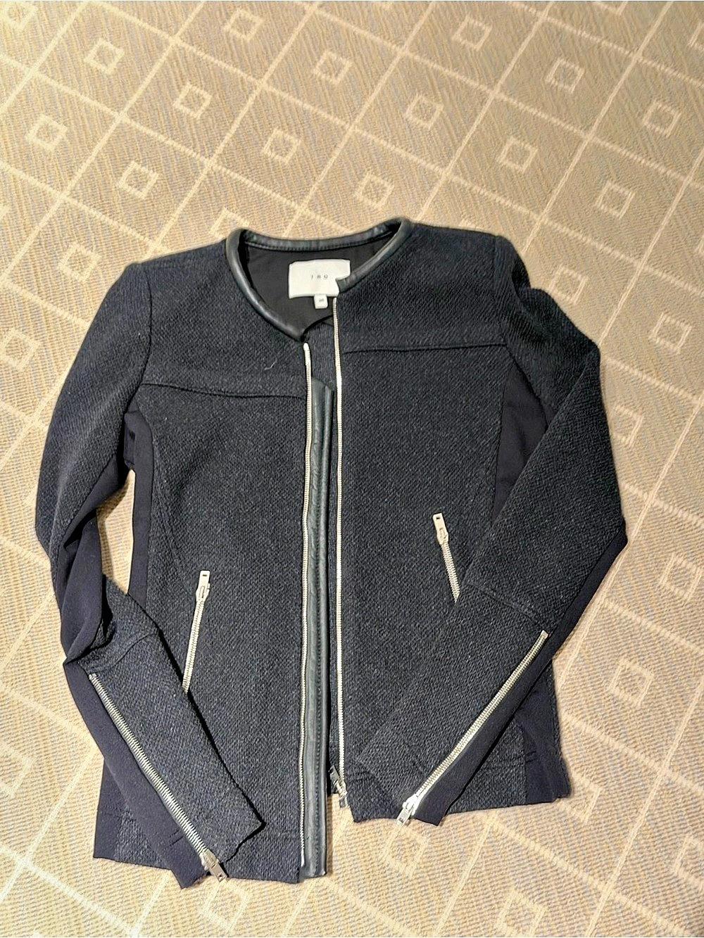 IRO Black Zip Jacket Size 38